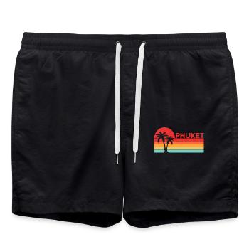 Vintage Thailand Vacation Asia Sunset Phuket - Swim Trunks - black - Front - AI Model Male 185 light (185cm)
