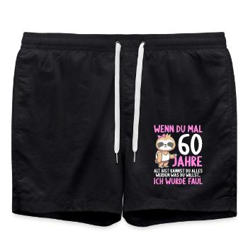 Wenn du groß bist ich wurde Faul 60. Geburtstag - Badeshorts - Schwarz - Vorne - AI Model Male 185 light (185cm)