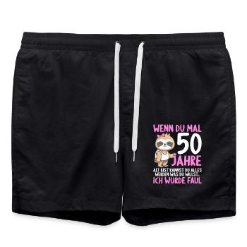 Wenn du groß bist ich wurde Faul 50. Geburtstag - Badeshorts - Schwarz - Vorne - AI Model Male 185 light (185cm)