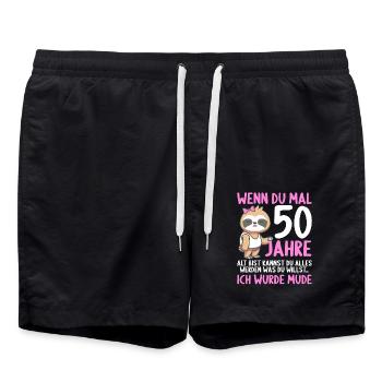 Wenn du groß bist ich wurde Müde 50. Geburtstag - Badeshorts - Schwarz - Vorne - AI Model Male 185 light (185cm)