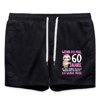 Wenn du groß bist ich wurde Müde 60. Geburtstag - Badeshorts - Schwarz - Vorne - AI Model Male 185 light (185cm)