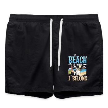 The Beach Is Where I Belong - Badeshorts - Schwarz - Vorne - AI Model Male 185 light (185cm)