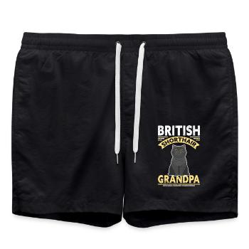 Britisch Kurzhaar Grandpa | Katzenpapa Geschenk - Badeshorts - Schwarz - Vorne - AI Model Male 185 light (185cm)