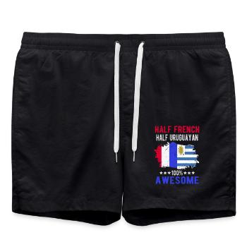 Half French Half Uruguayan - Swim Trunks - black - Front - AI Model Male 185 light (185cm)