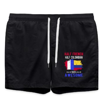 Moitié Français moitié colombien - Short de bain - noir - Devant - AI Model Male 185 light (185cm)
