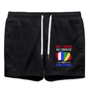 Halb Franzose Halb Kongolese - Badeshorts - Schwarz - Vorne - AI Model Male 185 light (185cm)
