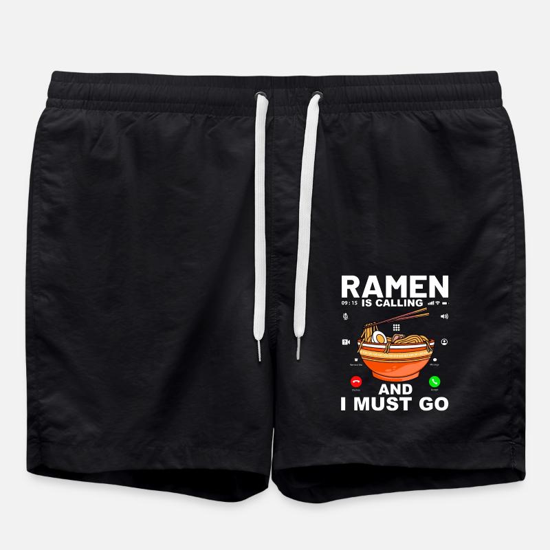 Ramen is calling and I must go - Swim Trunks - black