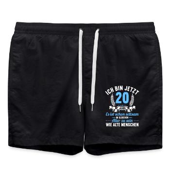 Seltsam im gleichen Alter wie alte 20. Geburtstag - Badeshorts - Schwarz - Vorne - AI Model Male 185 light (185cm)