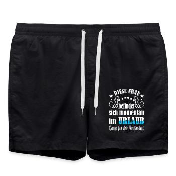 Diese Frau befindet sich im momentan im Urlaub - Badeshorts - Schwarz - Vorne - AI Model Male 185 light (185cm)