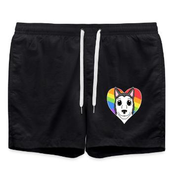 Chien LGBT Sibérien Husky Arc-en-ciel - Short de bain - noir - Devant - AI Model Male 185 light (185cm)