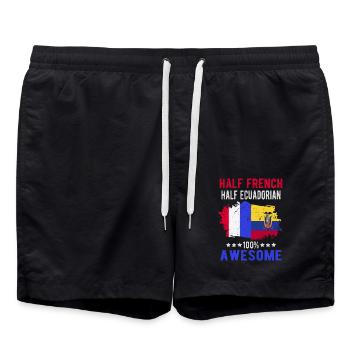 Half French Half Ecuadorian - Swim Trunks - black - Front - AI Model Male 185 light (185cm)