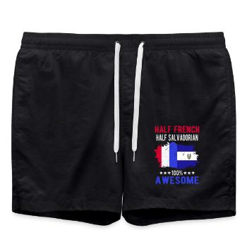 Half French Half Salvadoran - Swim Trunks - black - Front - AI Model Male 185 light (185cm)