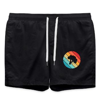 Broccoli Vegan Lover Retro Healthy Gift idea - Badeshorts - Schwarz - Vorne - AI Model Male 185 light (185cm)
