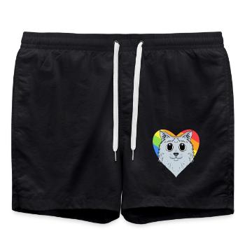 LGBT Katze Sibirische Katze Regenbogen - Badeshorts - Schwarz - Vorne - AI Model Male 185 light (185cm)