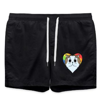 CHAT LGBT Chat Persan Arc-en-ciel - Short de bain - noir - Devant - AI Model Male 185 light (185cm)