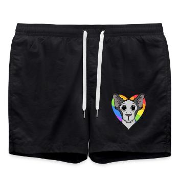 LGBT Cat Oriental Shorthair Rainbow - Swim Trunks - black - Front - AI Model Male 185 light (185cm)