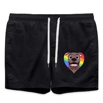 LGBT Hund American Pit Bull Terrier Regenbogen - Badeshorts - Schwarz - Vorne - AI Model Male 185 light (185cm)