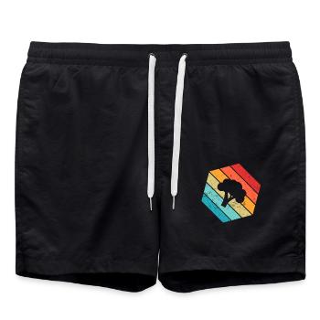 Broccoli Vegan Lover Retro Healthy Gift idea - Badeshorts - Schwarz - Vorne - AI Model Male 185 light (185cm)