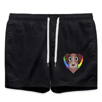 Gay Rainbow Pointer Dog - Swim Trunks - black - Front - AI Model Male 185 light (185cm)