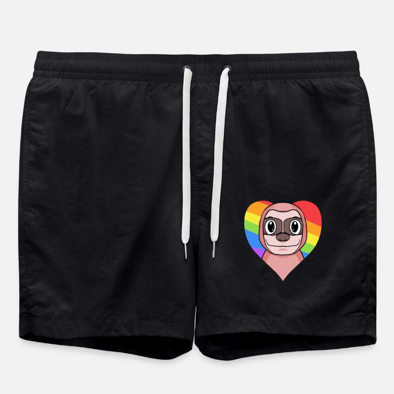 LGBT Animal Sloth Rainbow - Swim Trunks - black