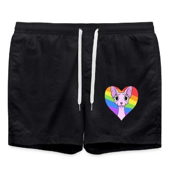 LGBT Katze Sphynx Regenbogen - Badeshorts - Schwarz - Vorne - AI Model Male 185 light (185cm)