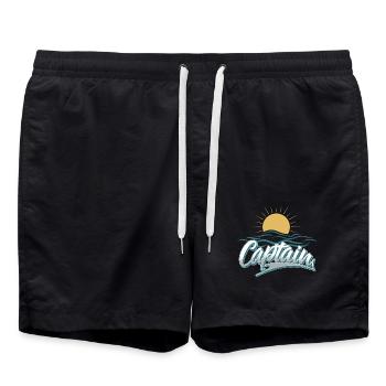 Captain Sailing Motorboat Boat Ship Sailor - Swim Trunks - black - Front - AI Model Male 185 light (185cm)