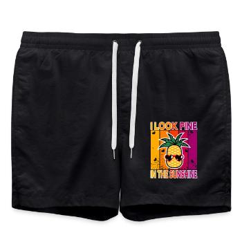 Je regarde le pin au soleil - Short de bain - noir - Devant - AI Model Male 185 light (185cm)