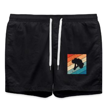 Broccoli Vegan Lover Retro Healthy Gift idea - Badeshorts - Schwarz - Vorne - AI Model Male 185 light (185cm)