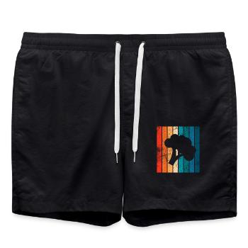 Broccoli Vegan Lover Retro Healthy Gift idea - Badeshorts - Schwarz - Vorne - AI Model Male 185 light (185cm)