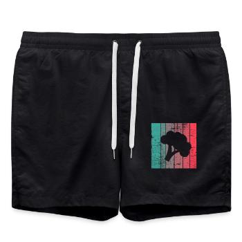 Broccoli Vegan Lover Retro Healthy Gift idea - Badeshorts - Schwarz - Vorne - AI Model Male 185 light (185cm)