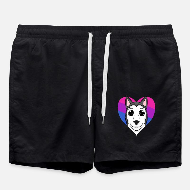 Bisexual Siberian Husky Dog Gift - Swim Trunks - black
