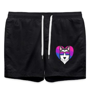 Bisexual Siberian Husky Dog Gift - Swim Trunks - black - Front - AI Model Male 185 light (185cm)