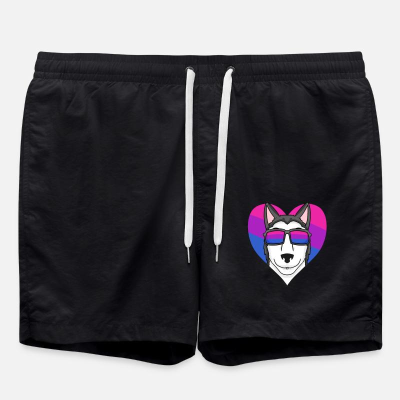Bisexual Siberian Husky Dog Gift - Swim Trunks - black