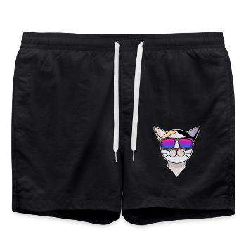 Bisexuell Japanese Bobtail Katze Geschenk - Badeshorts - Schwarz - Vorne - AI Model Male 185 light (185cm)
