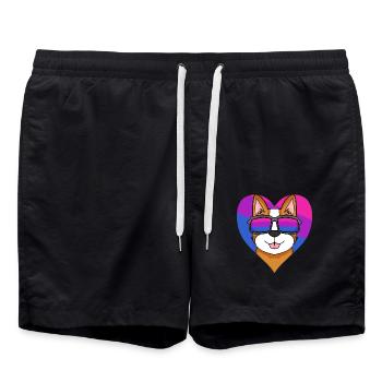 Bisexual Welsh Corgi Pembroke Dog Gift - Swim Trunks - black - Front - AI Model Male 185 light (185cm)