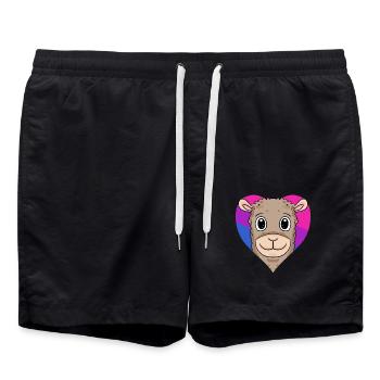 Bisexuell Alpaka Geschenk - Badeshorts - Schwarz - Vorne - AI Model Male 185 light (185cm)