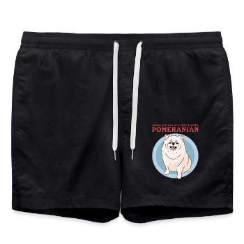 Poméranie Papa Propriétaire de Chien Zwergspitz Cadeau - Short de bain - noir - Devant - AI Model Male 185 light (185cm)