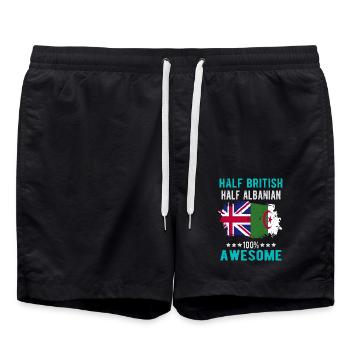 Half British Half Albanian - Swim Trunks - black - Front - AI Model Male 185 light (185cm)