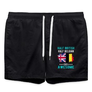 Moitié britannique moitié belge - Short de bain - noir - Devant - AI Model Male 185 light (185cm)