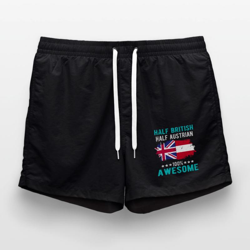 Half British Half Austrian Swim Trunks
