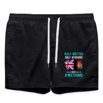Halb Brite Halb Afghane - Badeshorts - Schwarz - Vorne - AI Model Male 185 light (185cm)