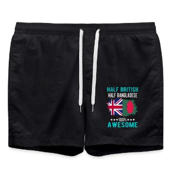 Halb Brite Halb Bangladescher - Badeshorts - Schwarz - Vorne - AI Model Male 185 light (185cm)