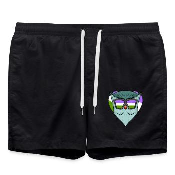 Hibou genderqueer - Short de bain - noir - Devant - AI Model Male 185 light (185cm)