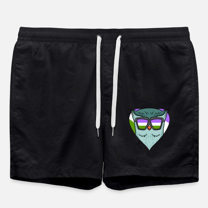 Genderqueer Owl - Swim Trunks - black