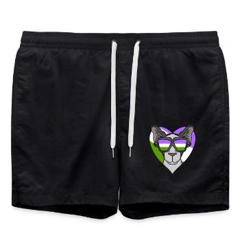 Genderqueer Lgbt Cat Oriental Shorthair - Swim Trunks - black - Front - AI Model Male 185 light (185cm)