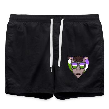 Genderqueer Cœur de cheval - Short de bain - noir - Devant - AI Model Male 185 light (185cm)