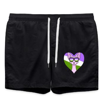 Genderqueer Lgbt Chat Sphynx - Short de bain - noir - Devant - AI Model Male 185 light (185cm)