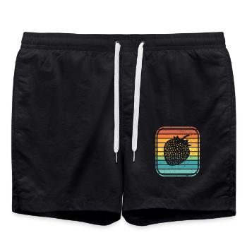Strawberry Fruit Lover Retro Healthy Gift idea - Badeshorts - Schwarz - Vorne - AI Model Male 185 light (185cm)