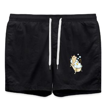 Lama takes bath in the bathtub - Swim Trunks - black - Front - AI Model Male 185 light (185cm)
