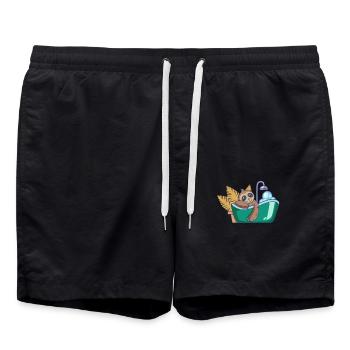 Sloth takes bath in the bathtub - Swim Trunks - black - Front - AI Model Male 185 light (185cm)